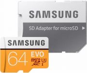 Samsung 64 GB microSDXC Class 10 UHS-I U3 EVO + SD Adapter MB-MP64GA