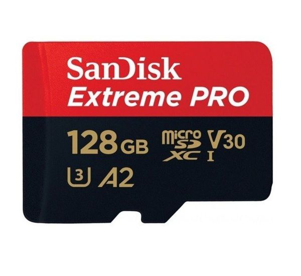 SanDisk 128 GB microSDXC UHS-I U3 Extreme Pro A2 + SD Adapter SDSQXCY-128G-GN6MA
