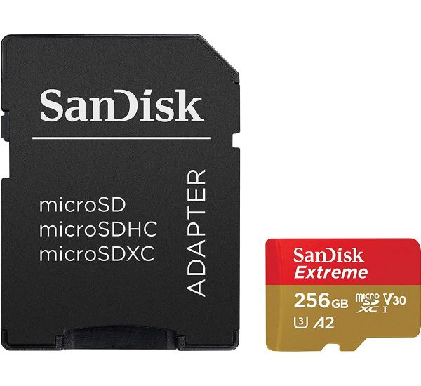 SanDisk 256 GB microSDXC UHS-I U3 Extreme A2 + SD Adapter SDSQXA1-256G-GN6MA