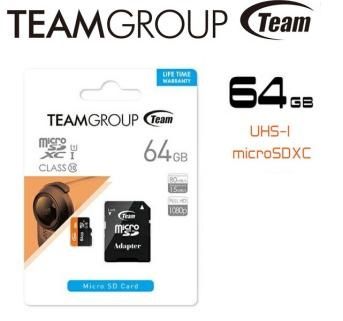 TEAM 64 GB microSDXC UHS-I + SD Adapter